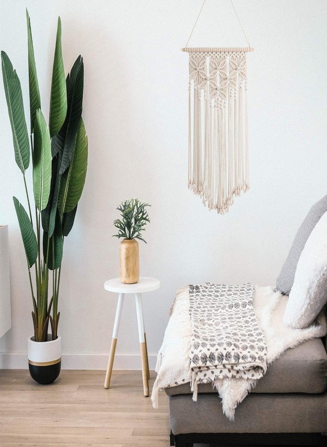 RLoncomix Macrame Wall Hanging Boho Art Woven Home Decoration Chic Cotton Rope Cord Wall Art for Apartment Living Room Bedroom Gallery, Beige, 16x28 Inches - Image 4